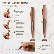Ballpen Bazaar  Ballpen Bazaar Metallic Glossy Rose Gold Mini Ball Pen with Copper Clip | Twist Mechanism | Blue Ink | 1 Pen with 1 Extra Refill with Name Engraving