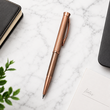 Ballpen Bazaar  Ballpen Bazaar Metallic Glossy Rose Gold Mini Ball Pen with Copper Clip | Twist Mechanism | Blue Ink | 1 Pen with 1 Extra Refill with Name Engraving