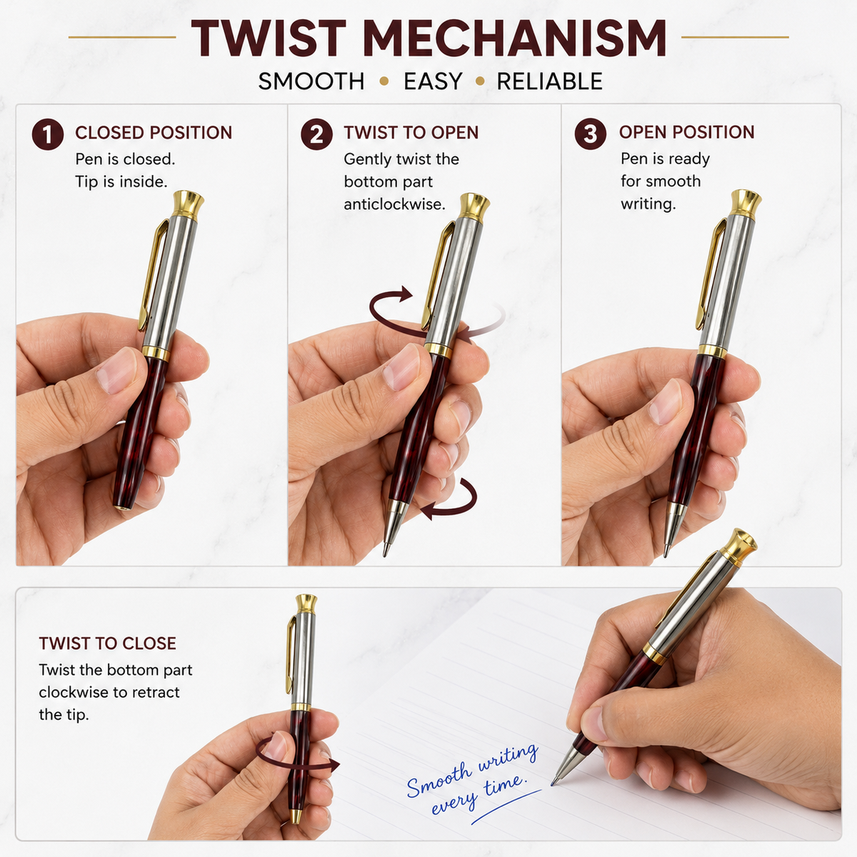 Ballpen Bazaar  Ballpen Bazaar Metallic Glossy Silver & Maroon Designer Dual Colour Mini Ball Pen with Gold Clip, Diamond Top, Twist Mechanism, Blue Ink, 1 Pen with 1 Extra Refill with Name Engraving