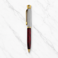 Ballpen Bazaar  Ballpen Bazaar Metallic Glossy Silver & Red Designer Dual Colour Mini Ball Pen with Gold Clip & Diamond Top | Twist Mechanism | Blue Ink | 1 Pen + 1 Extra Refill with Name Engraving