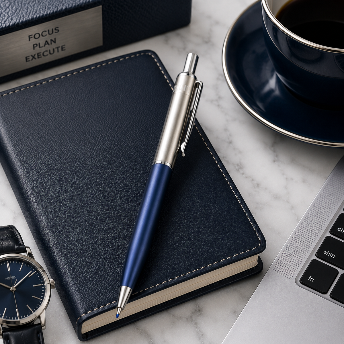 Ballpen Bazaar  Ballpen Bazaar Metallic Glossy Silver and Blue Dual Colour Body Ball Pen with Silver Clip | Click Mechanism | Blue Ink | 1 Pen with 1 Extra Refill with Name Engraving