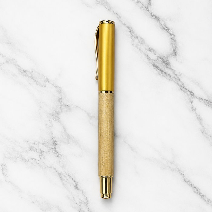 Ballpen Bazaar  Ballpen Bazaar Metallic Glossy Wooden Colour Ball Pen with Gold Cap | Openable Mechanism | Blue Ink | 1 Premium Metal Pen with 1 Extra Refill with Name Engraving