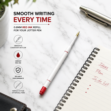 Ballpen Bazaar  Ballpen Bazaar Plastic Jotter 0.6MM Red Ink Refill Set of 4 | Smooth Writing Ball Pen Refills | Compatible Jotter Style Refill with Name Engraving