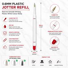 Ballpen Bazaar  Ballpen Bazaar Plastic Jotter 0.6MM Red Ink Refill Set of 4 | Smooth Writing Ball Pen Refills | Compatible Jotter Style Refill with Name Engraving