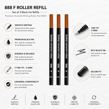 Ballpen Bazaar  Ballpen Bazaar Schmidt 888 F Roller Black Ink Refill Pack of 3 | Fine Point Smooth Writing Replacement Refills for Roller Pens with Name Engraving