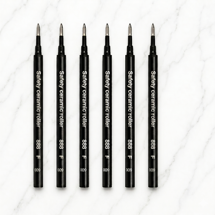 Ballpen Bazaar  Ballpen Bazaar Schmidt 888F Roller Pen Refills Black Ink Pack of 6 | German Non-Dry Smooth Writing Roller Refill with Name Engraving