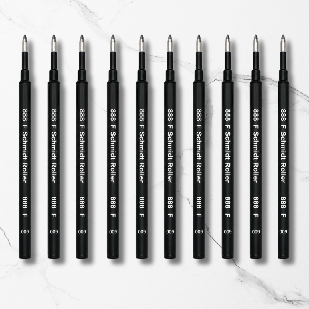 Ballpen Bazaar  Ballpen Bazaar Schmidt 888F Roller Refill Black Ink | German Quality Non-Dry Smooth Writing Pen Refills | Pack of 10 with Name Engraving