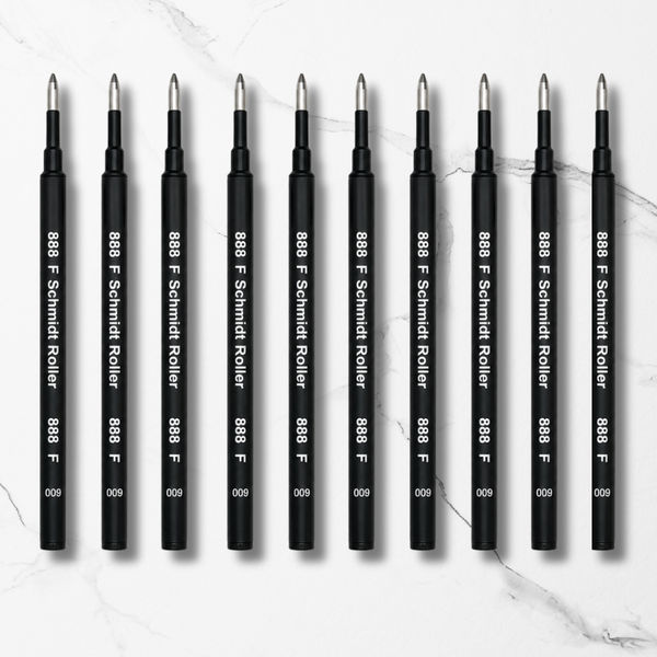 Ballpen Bazaar  Ballpen Bazaar Schmidt 888F Roller Refill Black Ink | German Quality Non-Dry Smooth Writing Pen Refills | Pack of 10 with Name Engraving