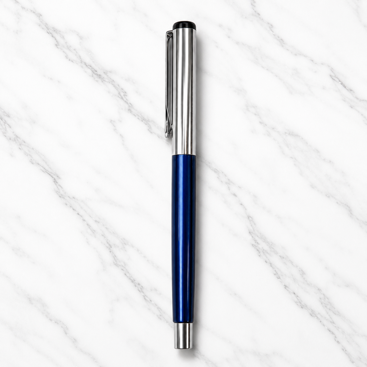 Ballpen Bazaar  Ballpen Bazaar Set of 3 Metallic Glossy Ball Pens Blue Red Black with Silver Cap | Openable Metal Ball Pen | Blue Ink | Includes 3 Refills | Executive Office & Gift Pen Set with Name Engraving