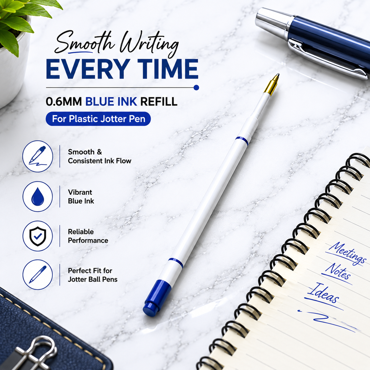 0.6 mm Plastic Jotter Refill – Blue Ink product view 4
