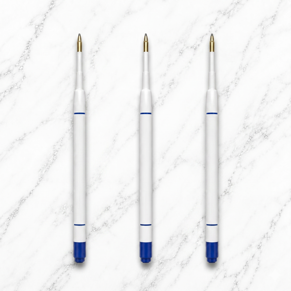 Ballpen Bazaar  Ballpen Bazaar Set of 3 Plastic Jotter Refills 0.6mm Blue Ink | Smooth Writing Ball Pen Refills | Fine Point Replacement Refills for Jotter Pens with Name Engraving