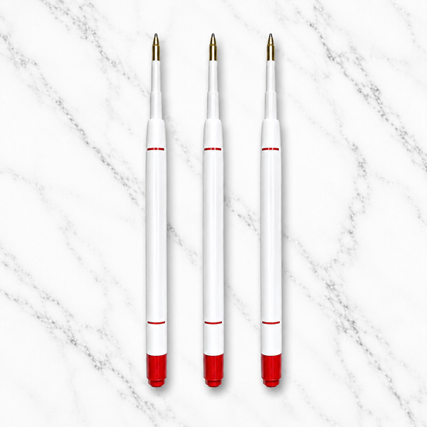 Ballpen Bazaar  Ballpen Bazaar Set of 3 Plastic Jotter Refills 0.6mm Red Ink | Smooth Writing Ball Pen Refills | Fine Point Replacement Refills for Jotter Pens with Name Engraving