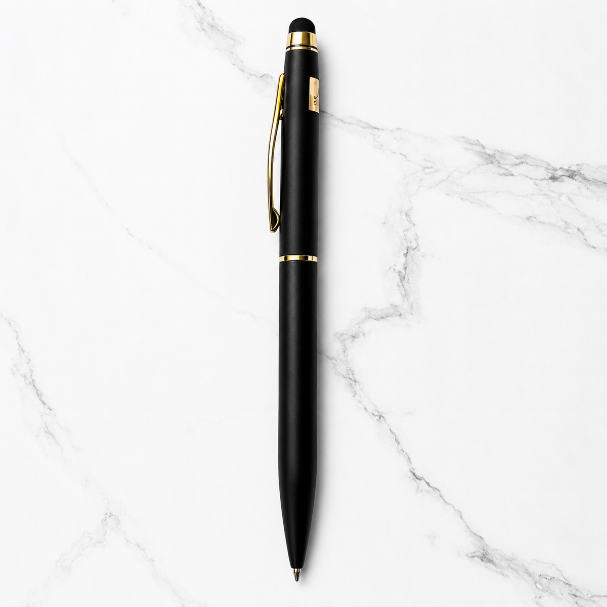 Ballpen Bazaar  Ballpen Bazaar Stylus Matt Black Ball Pen with Gold Clip | Twist Mechanism | Smooth Blue Ink Writing Pen | Touchscreen Stylus Pen | 1 Pc with Name Engraving