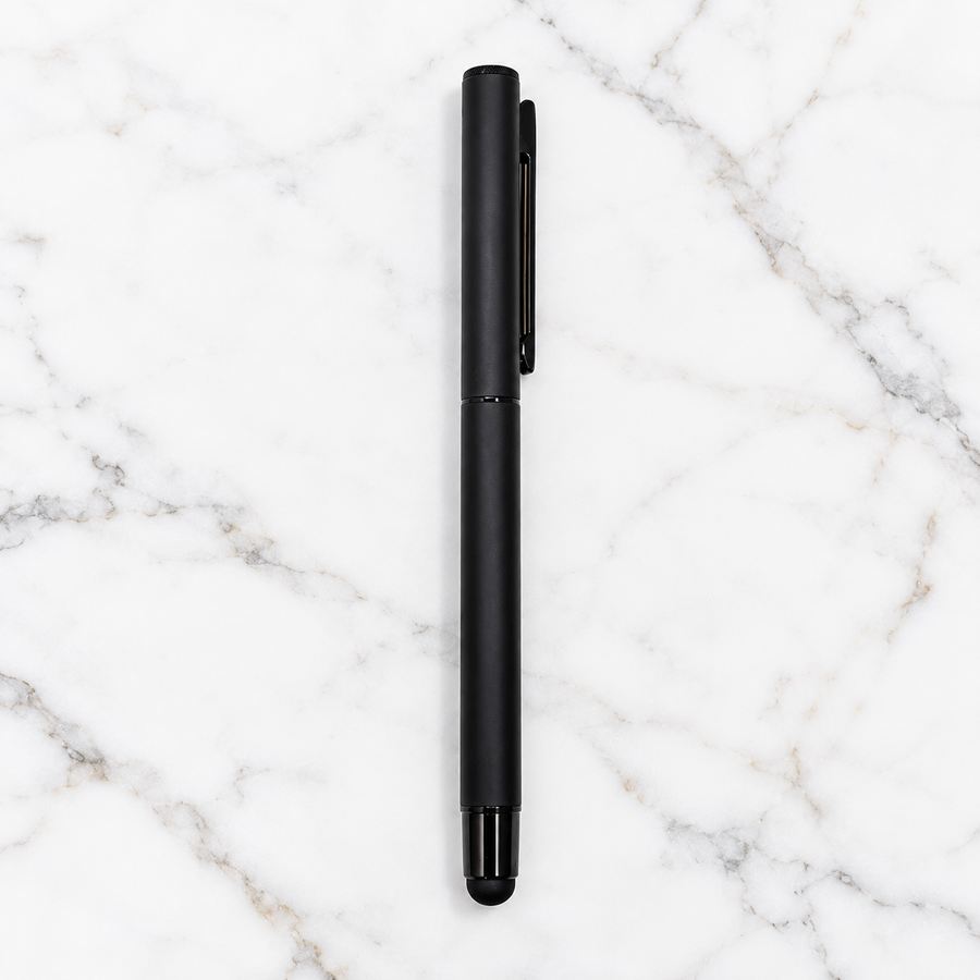 Set of 4 Metal Openable Ball Pens – Matt Blue, Matt Black, Matt Black White Grid & Stylus Matt Black, Blue Ink, 4 F — Ballpen Bazaar