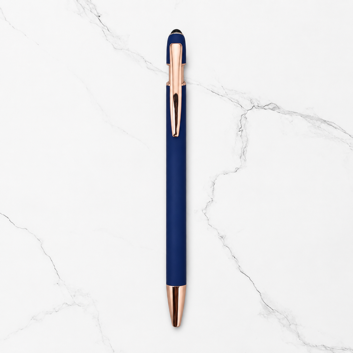Ballpen Bazaar  Ballpen Bazaar Stylus Matt Blue Ball Pen with Copper Clip Click Mechanism | Blue Ink | 1 Pen with 1 Extra Refill with Name Engraving