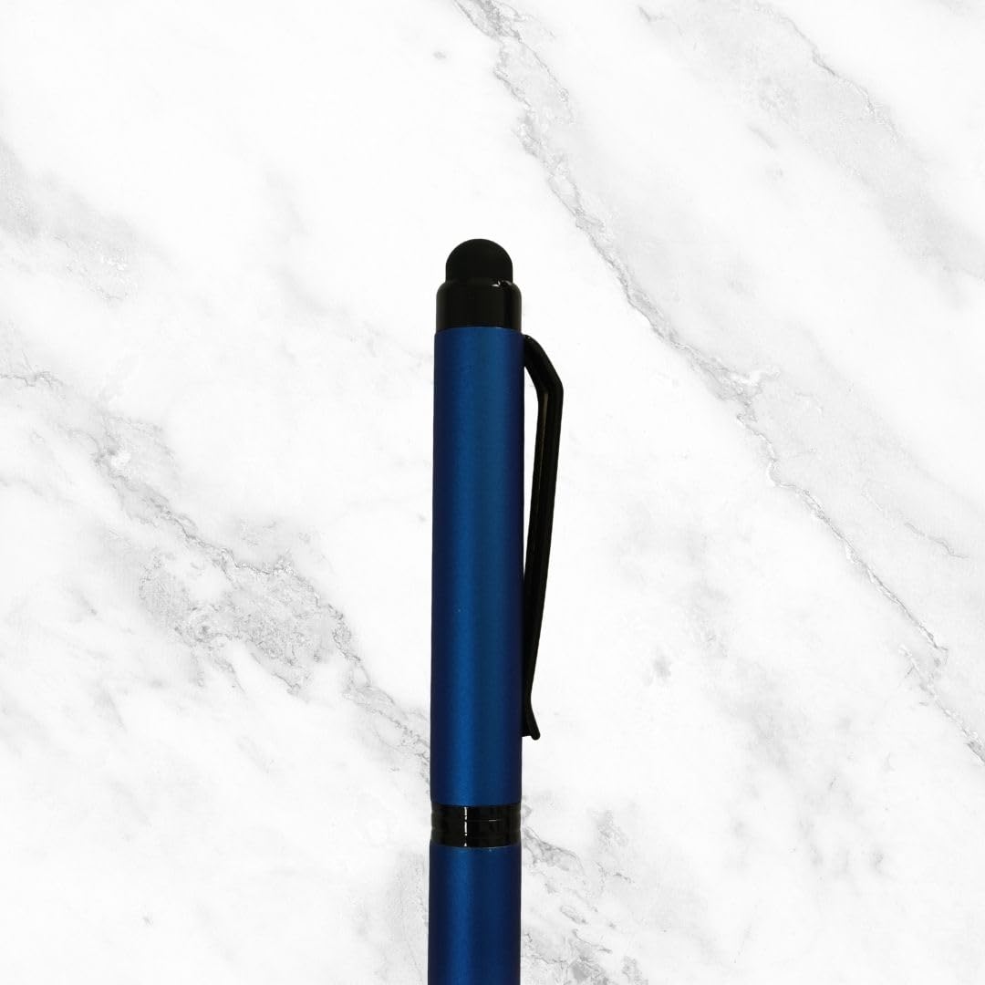 Ballpen Bazaar  Ballpen Bazaar Stylus Matt Blue Mini Ball Pen with Glossy Black Clip Twist Mechanism Blue Ink 1 Pen with Extra Refill with Name Engraving