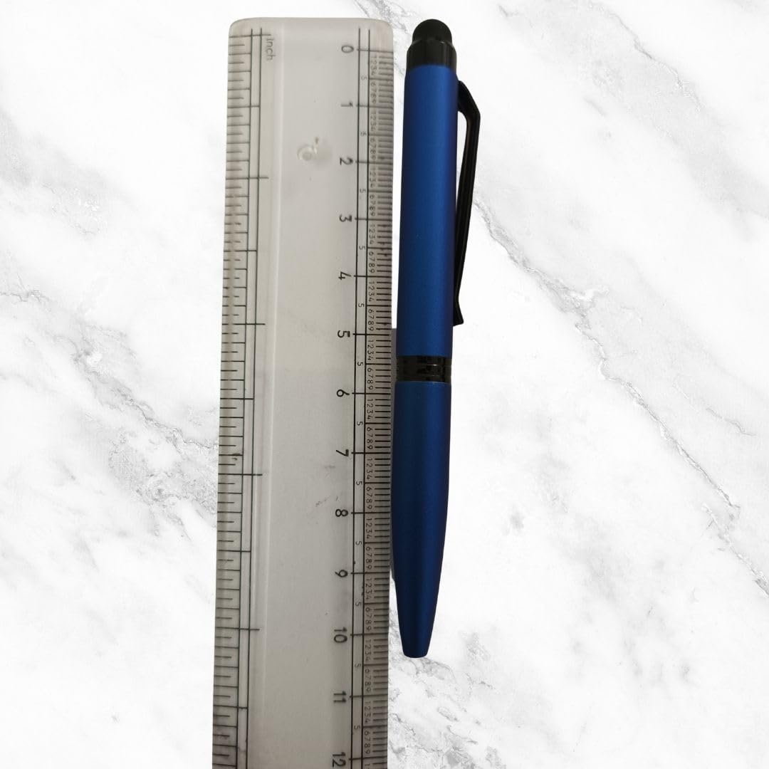 Ballpen Bazaar  Ballpen Bazaar Stylus Matt Blue Mini Ball Pen with Glossy Black Clip Twist Mechanism Blue Ink 1 Pen with Extra Refill with Name Engraving