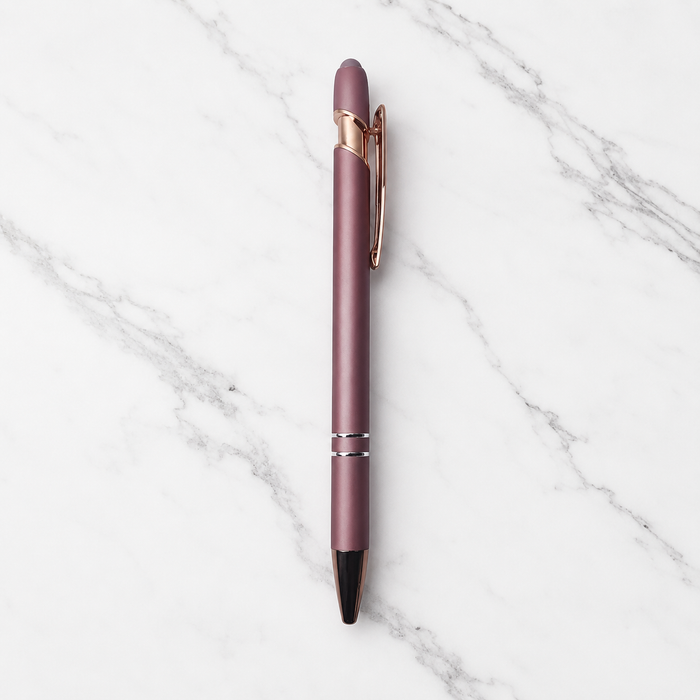 Ballpen Bazaar  Ballpen Bazaar Stylus Matt Rose Gold Ball Pen with Copper Clip Click Mechanism Blue Ink | 1 Pen with 1 Extra Refill with Name Engraving