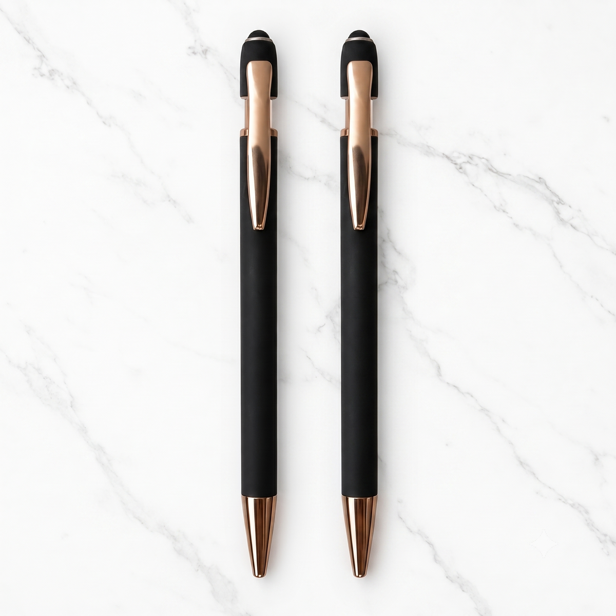 Ballpen Bazaar  Ballpen Bazaar Stylus Matte Black Ball Pen with Copper Clip | Click Mechanism | Blue Ink | Includes 2 Free Plastic Jotter Blue Ink Refills | Pack of 2 with Name Engraving