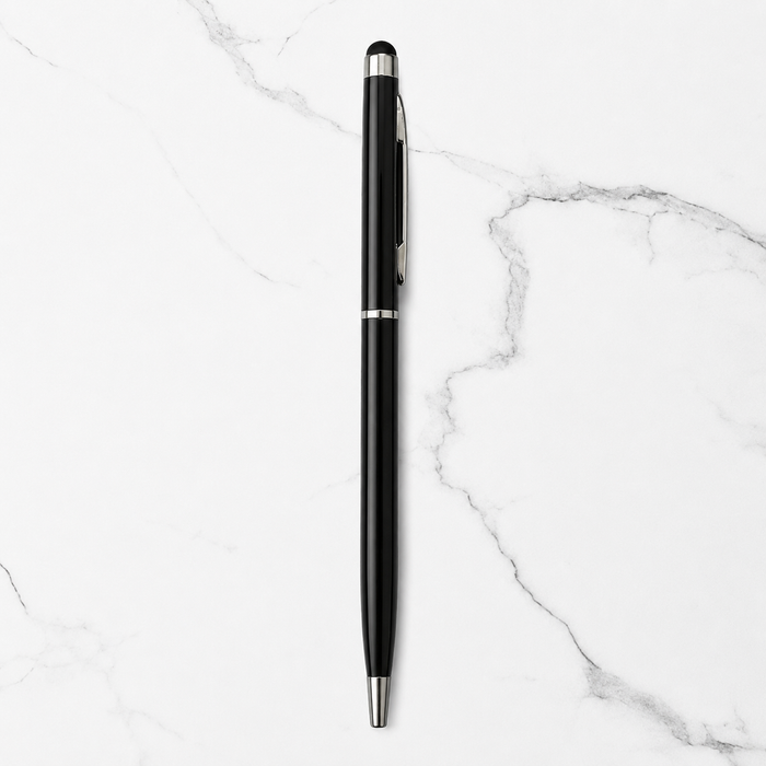 Ballpen Bazaar  Ballpen Bazaar Stylus Metallic Glossy Black Ball Pen with Silver Clip Twist Mechanism Blue Ink | 1 Pen + 1 Extra Refill with Name Engraving