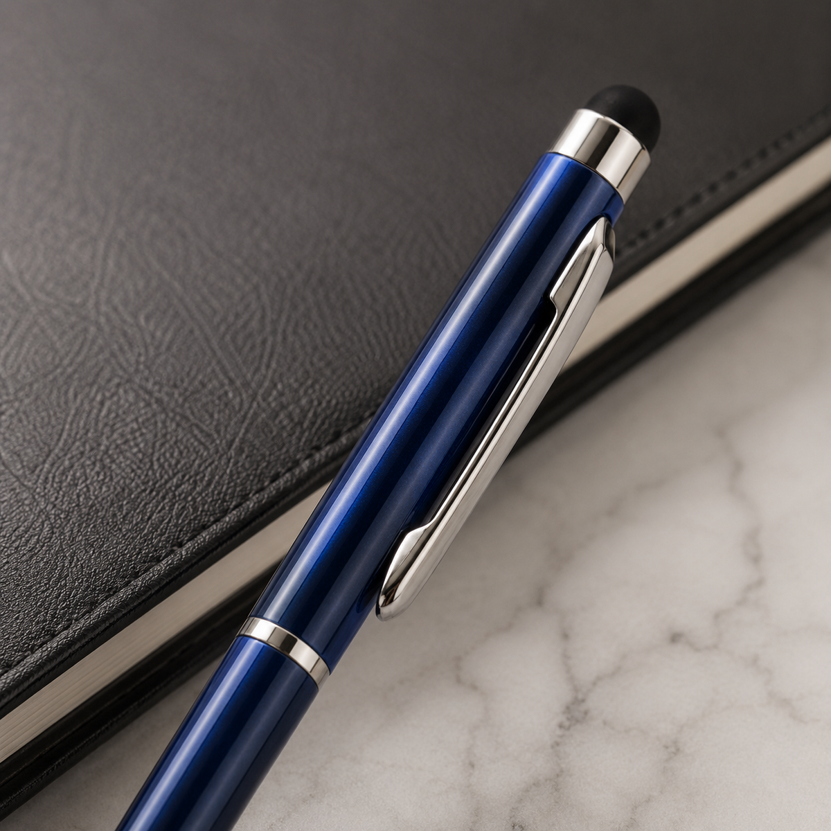 Ballpen Bazaar  Ballpen Bazaar Stylus Metallic Glossy Blue Ball Pen with Silver Clip Twist Mechanism | Blue Ink | 1 Pen with 1 Extra Refill with Name Engraving