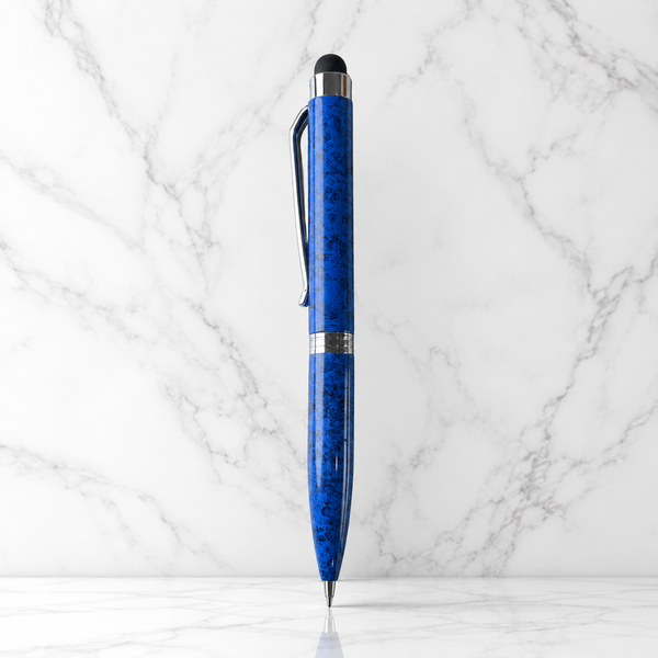 Ballpen Bazaar  Ballpen Bazaar Stylus Metallic Glossy Designer Blue Colour Body with Silver Colour Clip Twist Mechanism Mini Ball Pen with Blue Ink and 1 Extra Refill - 1 Pc with Name Engraving