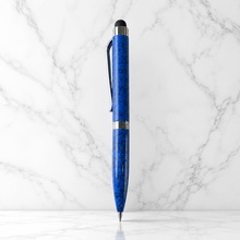 Ballpen Bazaar  Ballpen Bazaar Stylus Metallic Glossy Designer Blue Colour Body with Silver Colour Clip Twist Mechanism Mini Ball Pen with Blue Ink and 1 Extra Refill - 1 Pc with Name Engraving