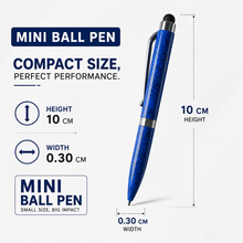 Ballpen Bazaar  Ballpen Bazaar Stylus Metallic Glossy Designer Blue Colour Body with Silver Colour Clip Twist Mechanism Mini Ball Pen with Blue Ink and 1 Extra Refill - 1 Pc with Name Engraving