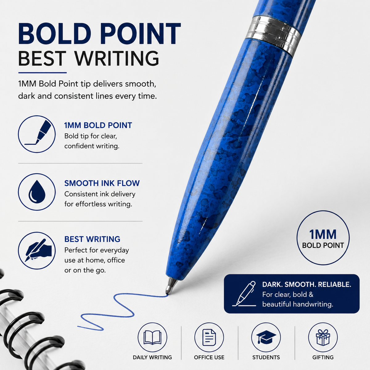 Ballpen Bazaar  Ballpen Bazaar Stylus Metallic Glossy Designer Blue Colour Body with Silver Colour Clip Twist Mechanism Mini Ball Pen with Blue Ink and 1 Extra Refill - 1 Pc with Name Engraving