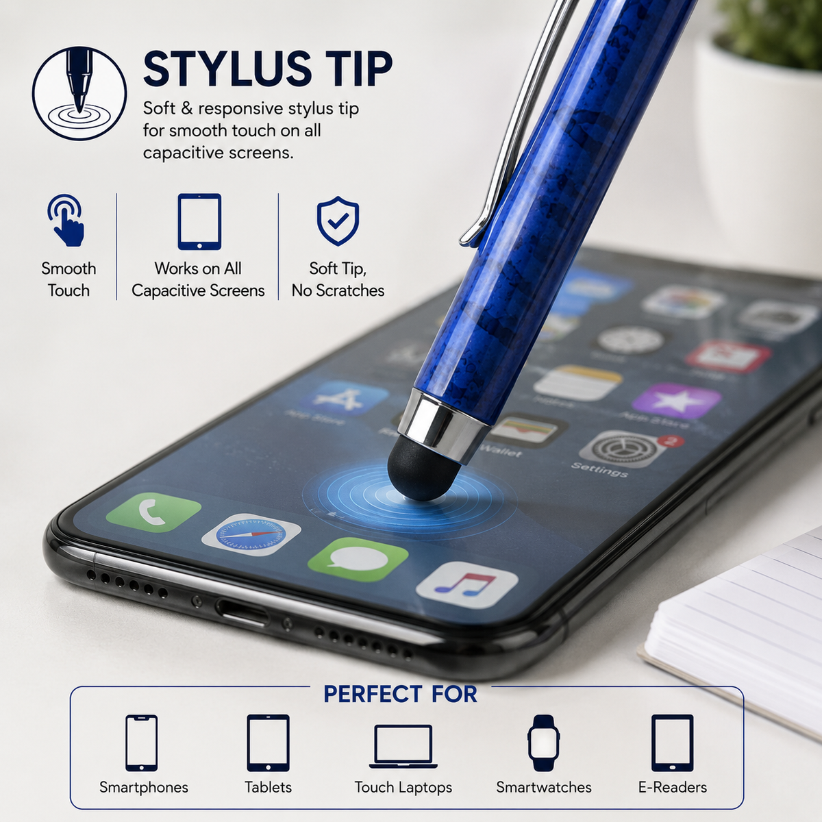 Ballpen Bazaar  Ballpen Bazaar Stylus Metallic Glossy Designer Blue Colour Body with Silver Colour Clip Twist Mechanism Mini Ball Pen with Blue Ink and 1 Extra Refill - 1 Pc with Name Engraving