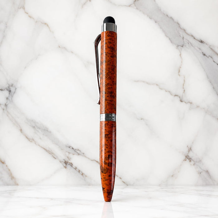 Ballpen Bazaar  Ballpen Bazaar Stylus Metallic Glossy Designer Orange Mini Ball Pen with Silver Clip Twist Mechanism Blue Ink 1 Pen with 1 Extra Refill with Name Engraving