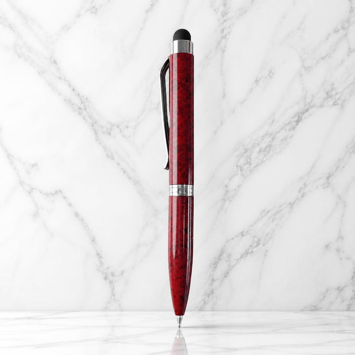 Ballpen Bazaar  Ballpen Bazaar Stylus Metallic Glossy Designer Red Mini Ball Pen with Silver Clip, Twist Mechanism, Blue Ink, 1 Pen + 1 Extra Refill with Name Engraving