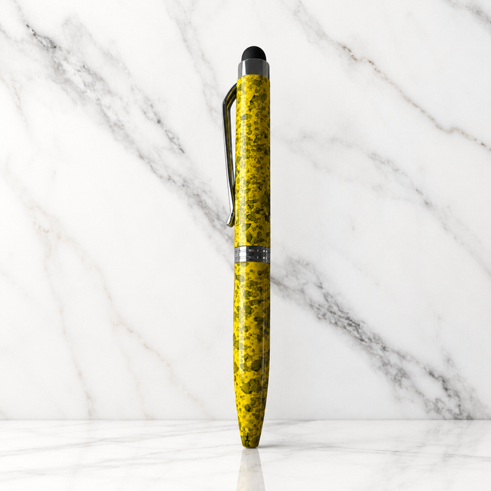 Ballpen Bazaar  Ballpen Bazaar Stylus Metallic Glossy Designer Yellow Ball Pen with Silver Clip Twist Mechanism Mini Pen Blue Ink with 1 Extra Refill with Name Engraving