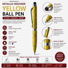Ballpen Bazaar  Ballpen Bazaar Stylus Metallic Glossy Designer Yellow Ball Pen with Silver Clip Twist Mechanism Mini Pen Blue Ink with 1 Extra Refill with Name Engraving