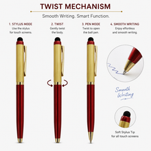 Ballpen Bazaar  Ballpen Bazaar Stylus Metallic Glossy Gold & Red Dual Colour Mini Ball Pen with Gold Clip, Twist Mechanism, Blue Ink, 1 Pen with 1 Extra Refill with Name Engraving