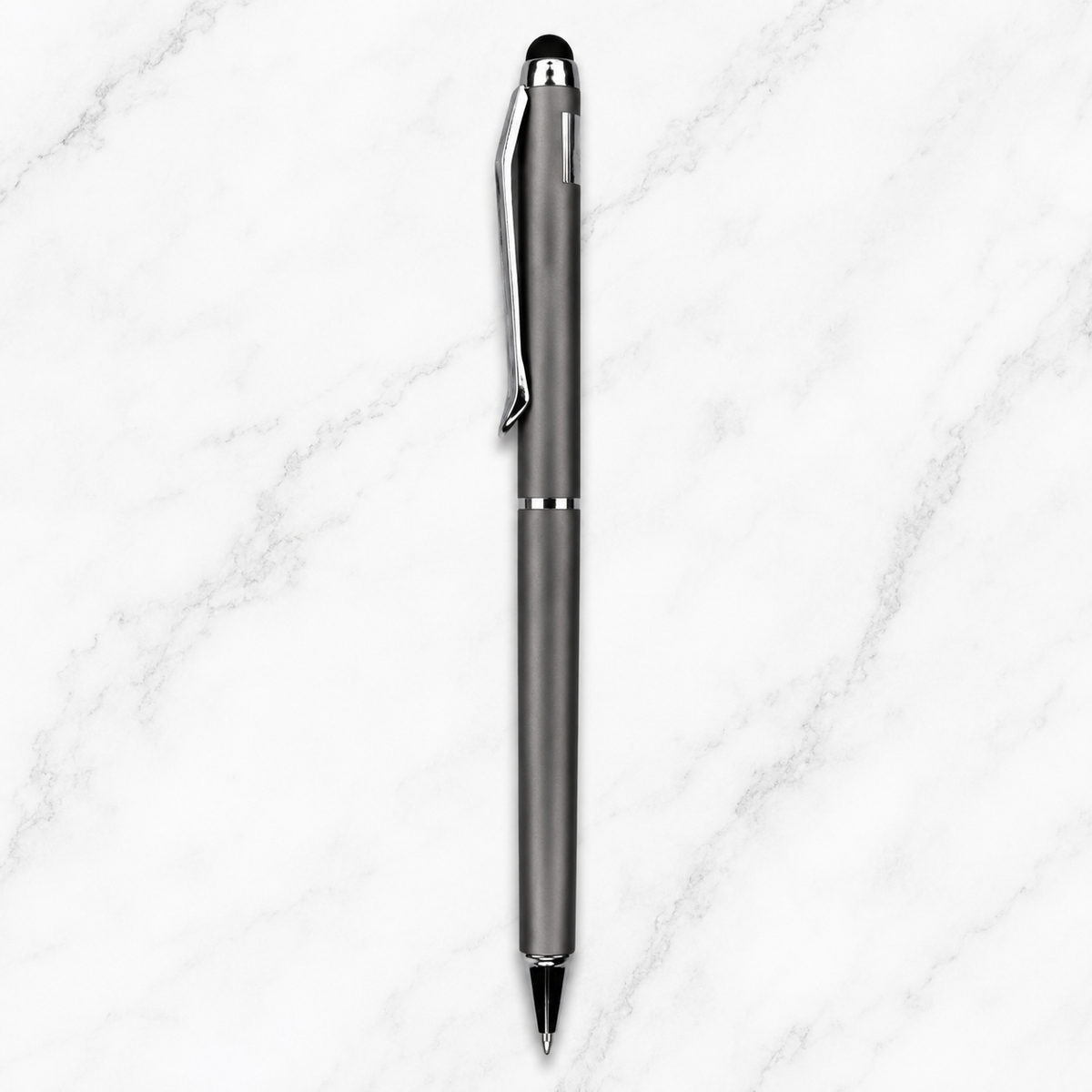 Ballpen Bazaar  Ballpen Bazaar Stylus Metallic Glossy Gunmetal Ball Pen Set of 2 with Silver Clip Twist Mechanism Blue Ink + 2 Extra Refills with Name Engraving