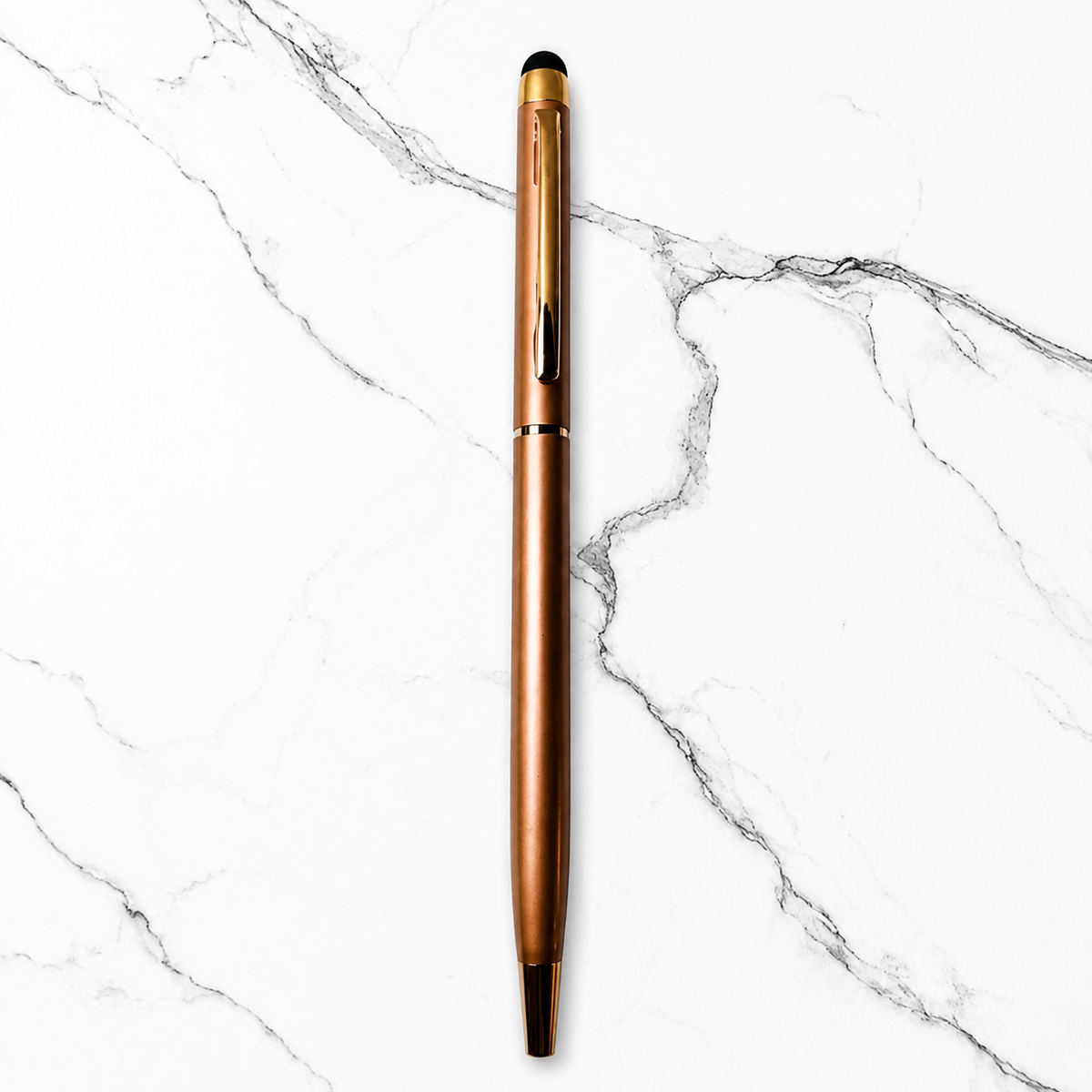 Ballpen Bazaar  Ballpen Bazaar Stylus Metallic Glossy Rose Gold Ball Pen with Copper Clip Twist Mechanism Blue Ink | 3 Pens + 3 Extra Refills with Name Engraving