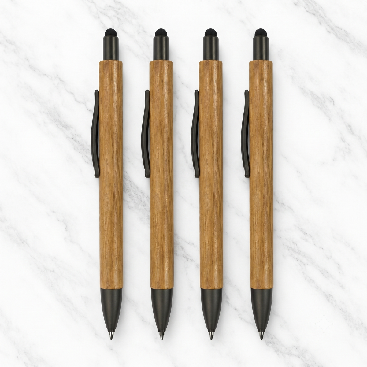 Ballpen Bazaar  Ballpen Bazaar Stylus Wooden Colour Body Ball Pen Set of 4 with Gray Clip Click Mechanism Blue Ink + 4 Extra Refills with Name Engraving