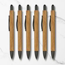 Ballpen Bazaar  Ballpen Bazaar Stylus Wooden Colour Body Ball Pen with Gray Clip Click Mechanism | Blue Ink | 6 Pens with 6 Extra Refills with Name Engraving