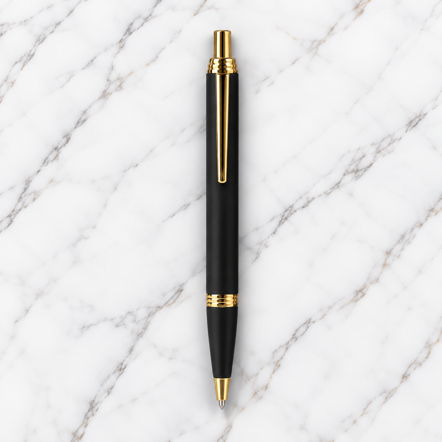 Set of 3 Matt Black Gold Click Metal Ball Pens – Blue Ink, Plastic Jotter Refill & 3 Extra Refills — Ballpen Bazaar