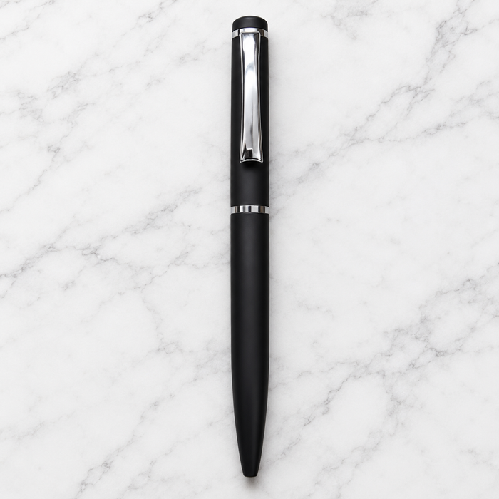 Black Metal Twist Ball Pen with Stylish Silver Clip | Blue Ink | Screw Type Metal Refill | 1 Extra Refill