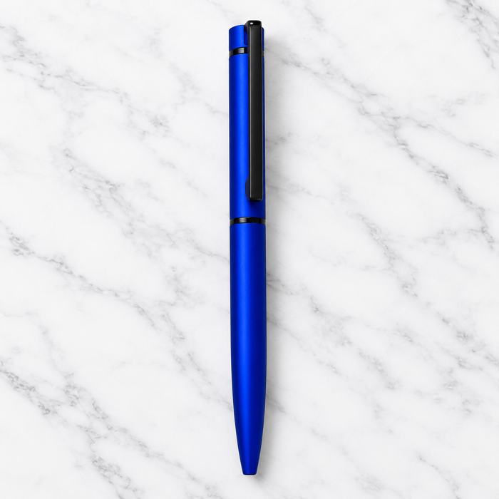 Blue Metal Twist Ball Pen with Black Clip | Blue Ink | 0.7 mm Screw Type Metal Refill | 1 Extra Refill Free