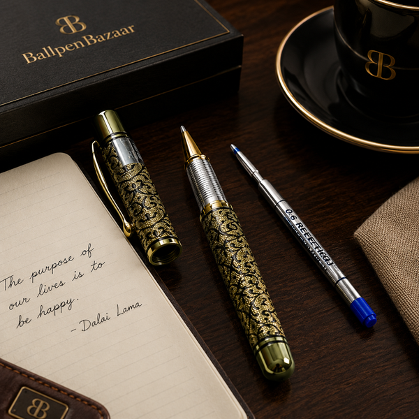 Ballpen Bazaar  Designer Golden Ball Pen – Openable Mechanism with Name Engraving