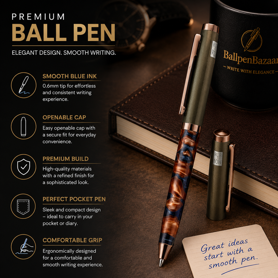 Designer Red Ball Pen with Gunmetal Cap, Openable, Blue Ink — Ballpen Bazaar