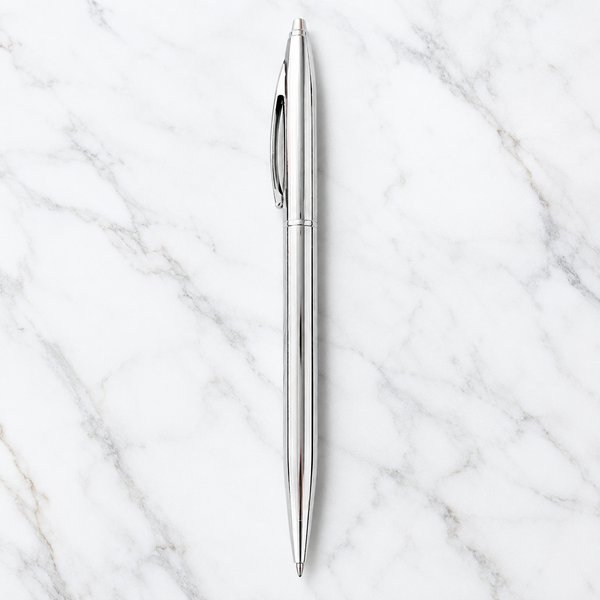 Ballpen Bazaar Full Silver Twist Mechanism Ball Pen with Silver Clip | Blue Ink | Metal Body