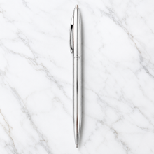 Ballpen Bazaar Full Silver Twist Mechanism Ball Pen with Silver Clip | Blue Ink | Metal Body