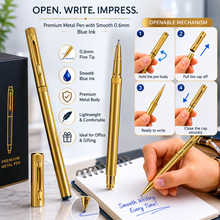 Metallic Gold Ball Pen – Blue Ink Valentine Gift | BallPenBazaar