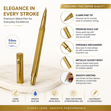 Metallic Gold Ball Pen – Blue Ink Valentine Gift | BallPenBazaar