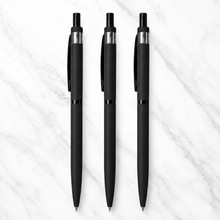 Ballpen Bazaar Matt Black Ball Pen Set of 3 | Black Body & Black Clip | Click Mechanism | Smooth Blue Ink Writing Pens