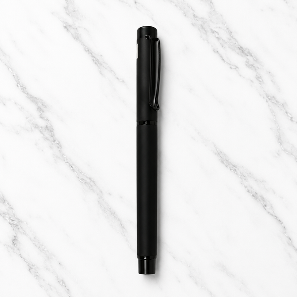 Ballpen Bazaar Matt Black Ball Pen with Black Cap & Designer Clip | Openable Cap Mechanism | Smooth Blue Ink Writing Pen | Premium Executive Ballpoint Pen | 1 Pc